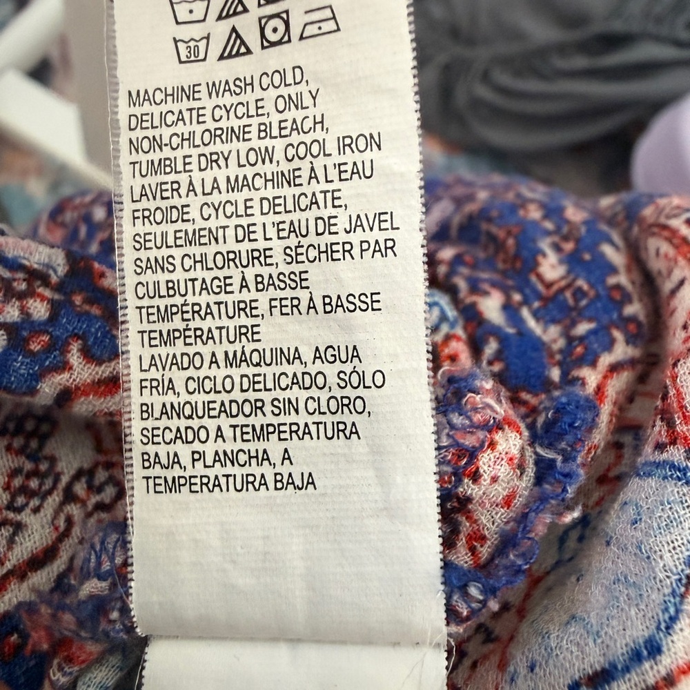 Lucky Brand Boho Mixed Print Tunic | Floral Paisley Viscose Top Size L - Picture 5 of 6
